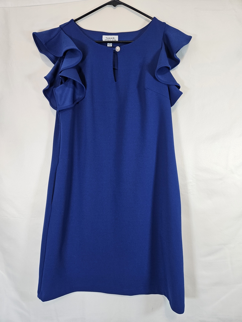 Tahari Royal Blue Ruffle Sleeve Mini Dress Business Casual Office Careerwear